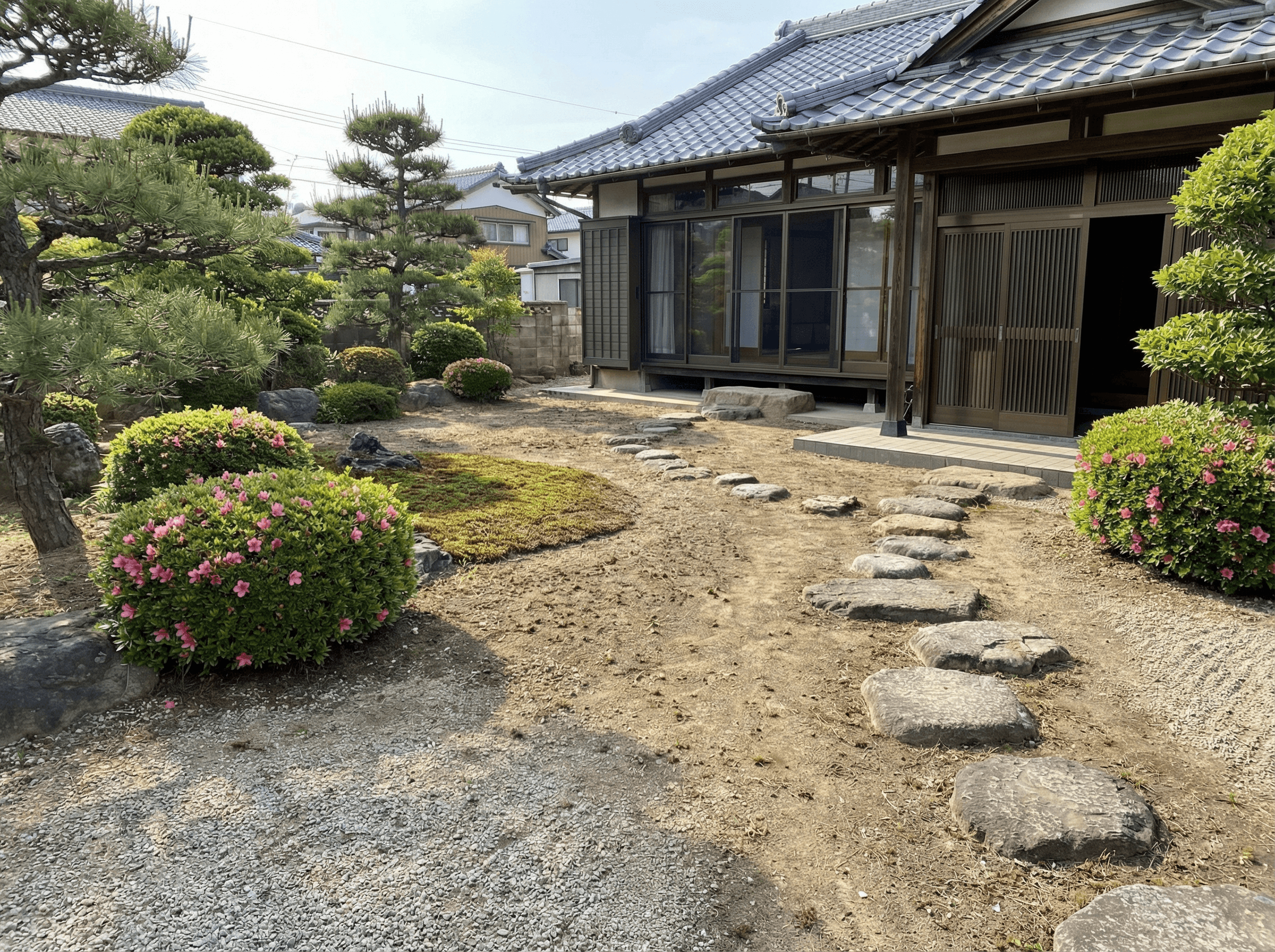 After：除草剤散布後、すっきりと手入れされた庭
