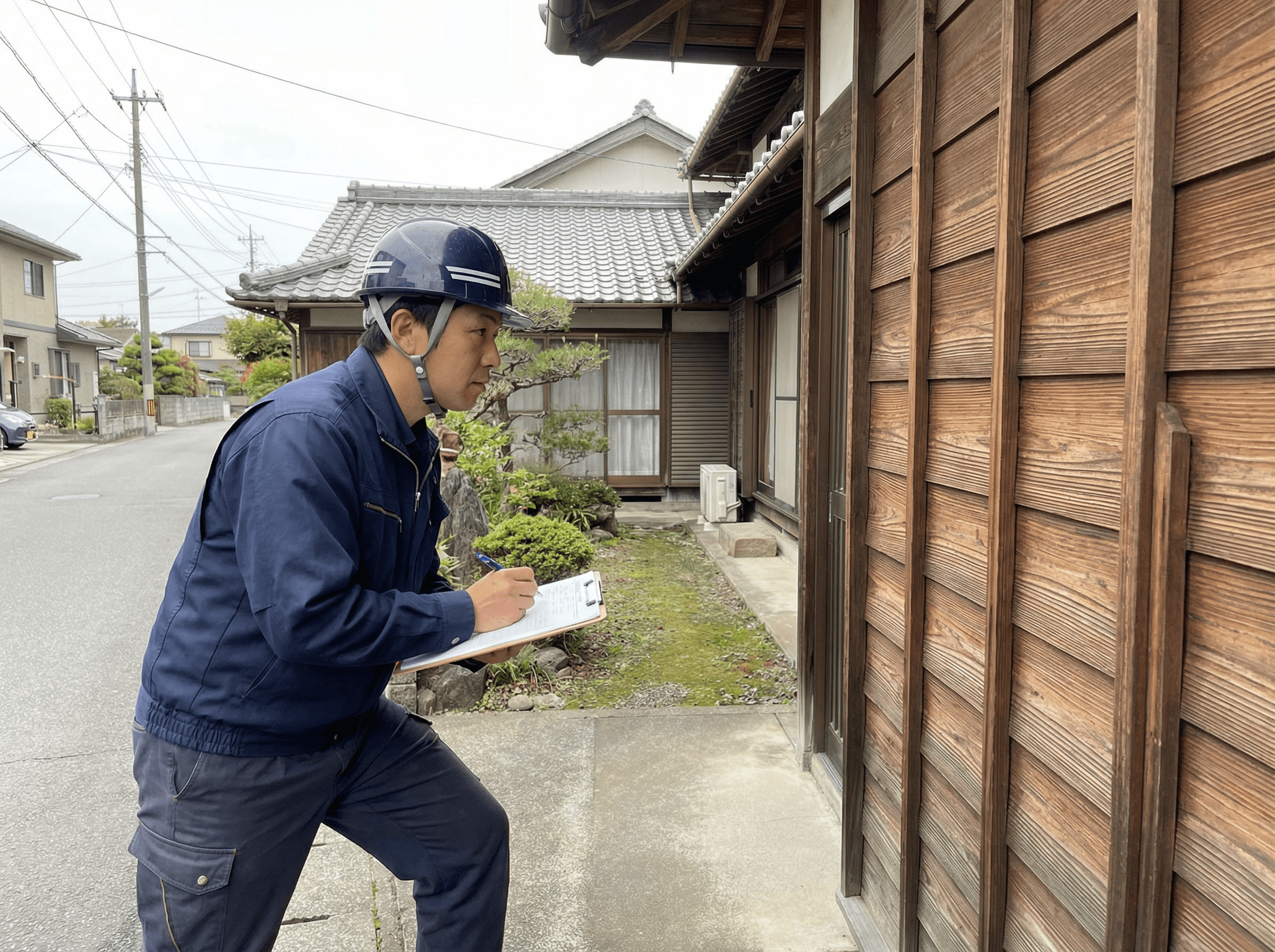現地でメモを取るスタッフ